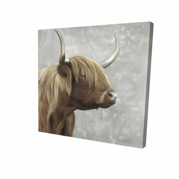 Fondo 12 x 12 in. Beautiful Desaturated Higland Cattle-Print on Canvas FO2774646